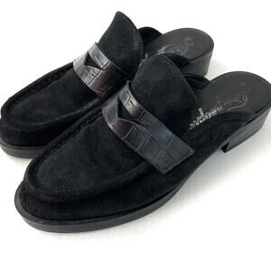 Free People Payton suede penny loafer mule black size 37 (6.5 US )